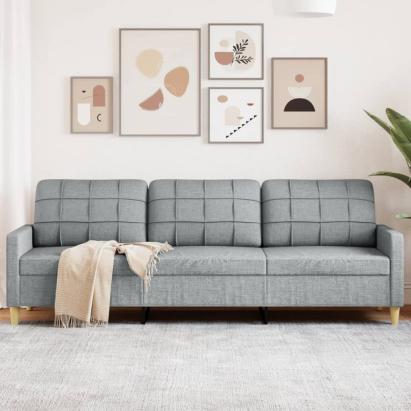 Canapea cu 3 locuri, gri deschis, 210 cm, material textil GartenMobel Dekor