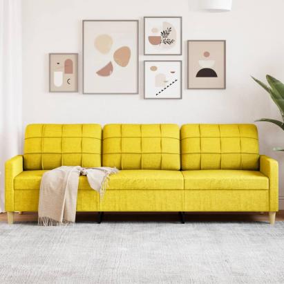Canapea cu 3 locuri, galben deschis, 210 cm, material textil GartenMobel Dekor