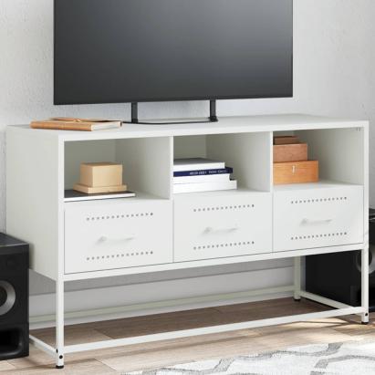 Dulap TV, alb, 100,5x39x60,5 cm, oțel GartenMobel Dekor