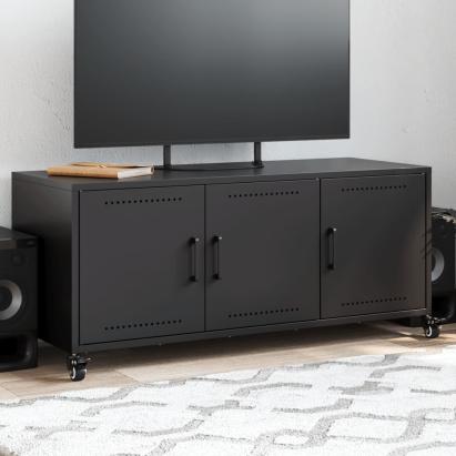 Dulap TV, negru, 100,5x39x43,5 cm, oțel laminat la rece GartenMobel Dekor