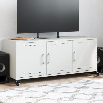 Dulap TV, alb, 100,5x39x43,5 cm, oțel laminat la rece GartenMobel Dekor