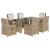 Set de masă pentru grădină, 7 piese, cu perne, bej, poliratan GartenMobel Dekor