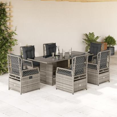 Set mobilier de grădină cu perne, 7 piese, gri, poliratan GartenMobel Dekor