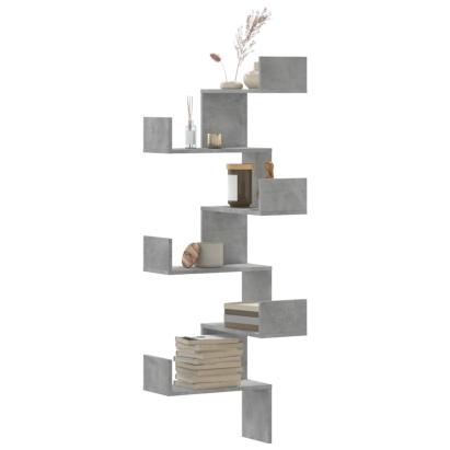 Raft colțar perete gri beton 45x45x147 cm lemn prelucrat GartenMobel Dekor