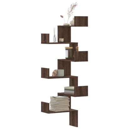 Raft colțar perete stejar maro 45x45x147 cm lemn prelucrat GartenMobel Dekor