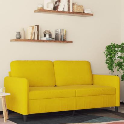 Canapea cu 2 locuri, galben, 140 cm, catifea GartenMobel Dekor