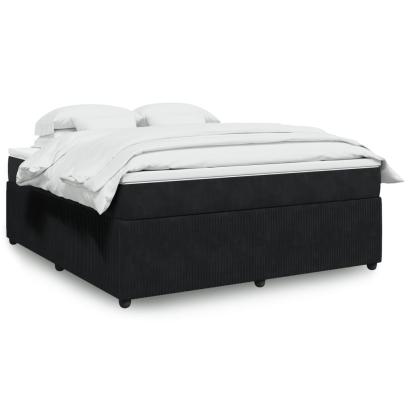 Pat box spring cu saltea, negru, 180x200 cm, catifea GartenMobel Dekor