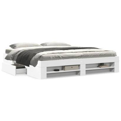 Cadru de pat, alb, 200x200 cm, lemn prelucrat GartenMobel Dekor