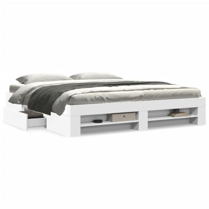 Cadru de pat alb 180x200 cm din lemn prelucrat GartenMobel Dekor