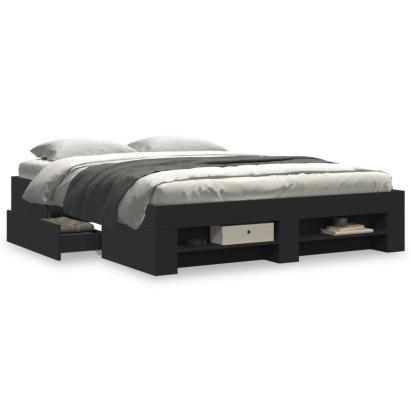 Cadru de pat, negru, 150x200 cm, lemn prelucrat GartenMobel Dekor