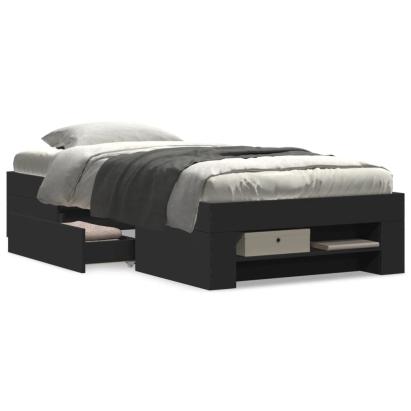 Cadru de pat, negru, 90x190 cm, lemn prelucrat GartenMobel Dekor