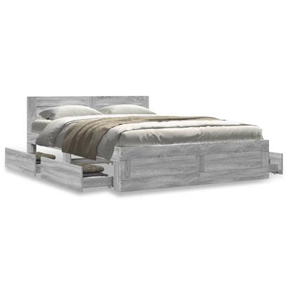 Cadru de pat cu tăblie gri sonoma 120x200 cm lemn prelucrat GartenMobel Dekor