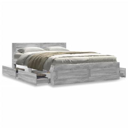 Cadru de pat cu tăblie gri sonoma 120x190 cm lemn prelucrat GartenMobel Dekor