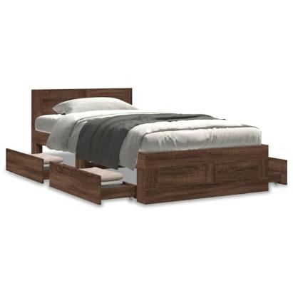 Cadru de pat cu tăblie stejar maro 75x190 cm lemn prelucrat GartenMobel Dekor