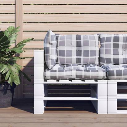Perne de paleți, 3 buc., gri carouri, material textil GartenMobel Dekor