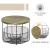 Masuta gradina/terasa/balcon, cu cos depozitare metalic, rotunda, negru si maro deschis, set 2 marimi GartenVIP DiyLine