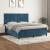 Pat box spring cu saltea, albastru închis, 160x200 cm, catifea GartenMobel Dekor