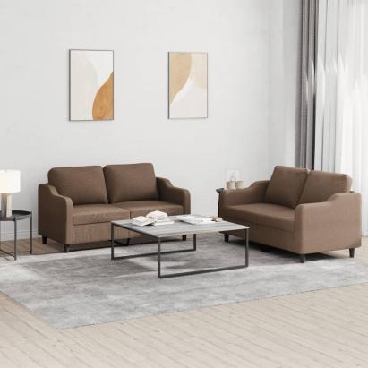 Set de canapele cu perne, 2 piese, maro, textil GartenMobel Dekor