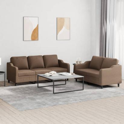 Set de canapele cu perne, 2 piese, maro, textil GartenMobel Dekor