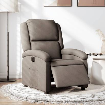 Fotoliu rabatabil electric, gri taupe, material textil GartenMobel Dekor