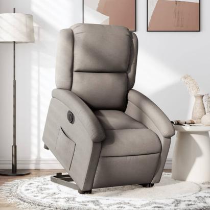 Fotoliu electric rabatabil cu ridicare, gri taupe, textil GartenMobel Dekor