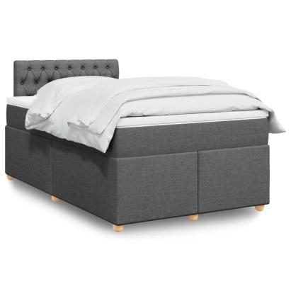 Pat box spring cu saltea, gri închis, 120x190 cm, textil GartenMobel Dekor