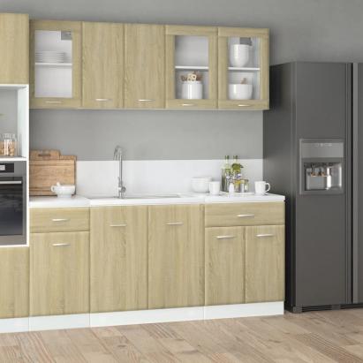 Set dulapuri de bucătărie 4 piese stejar sonoma, lemn prelucrat GartenMobel Dekor