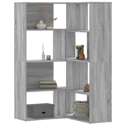 Bibliotecă de colț cu 4 niveluri gri sonoma 85x85x140 cm lemn GartenMobel Dekor