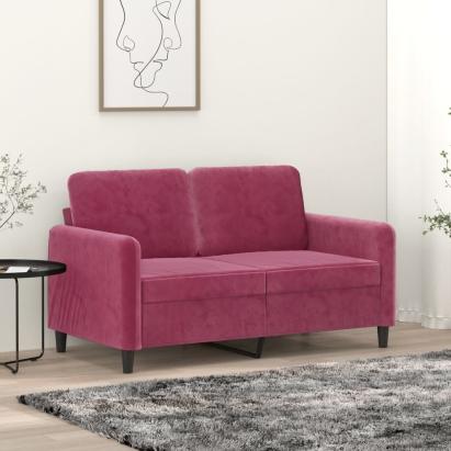 Canapea cu 2 locuri, roșu vin, 120 cm, catifea GartenMobel Dekor