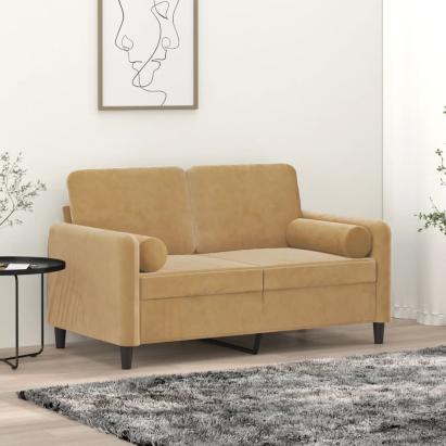 Canapea cu 2 locuri cu pernuțe, maro, 120 cm, catifea GartenMobel Dekor
