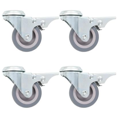 Roți pivotante cu gaură șurub, frâne duble, 4 buc., 50 mm GartenMobel Dekor
