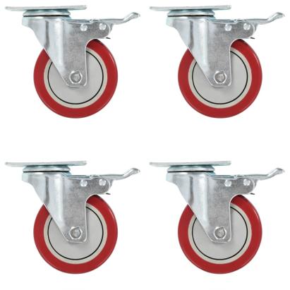 Roți pivotante cu frâne duble, 4 buc., 100 mm   GartenMobel Dekor