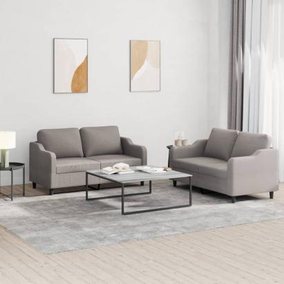 Set de canapea cu perne, 2 piese, gri taupe, material textil GartenMobel Dekor