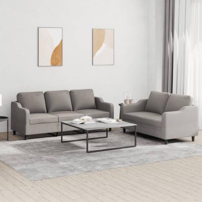 Set de canapea cu perne, 2 piese, gri taupe, material textil GartenMobel Dekor