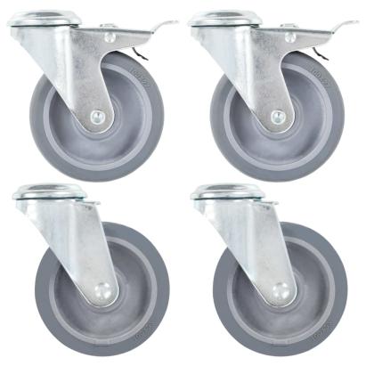 Roți pivotante cu gaură pentru șurub, 4 buc., 100 mm GartenMobel Dekor