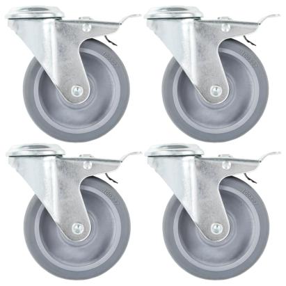 Roți pivotante cu gaură pentru șurub, 8 buc., 100 mm GartenMobel Dekor