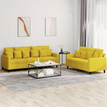 Set de canapele cu perne, 2 piese, galben, catifea GartenMobel Dekor