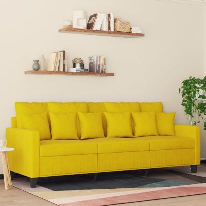 Canapea cu 3 locuri, galben, 180 cm, catifea GartenMobel Dekor