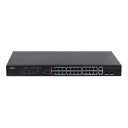 Switch  cu 24 porturi gigabit PoE, 2 porturi gigabit Dahua PFS4226-24GT-370 SafetyGuard Surveillance