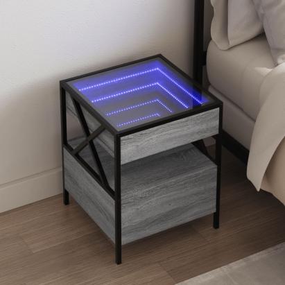 Noptieră cu LED infinity, gri sonoma, 40x40x51 cm GartenMobel Dekor