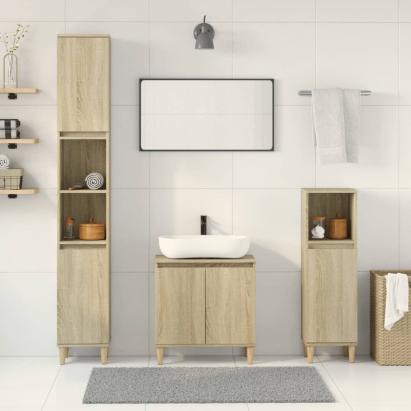 Set mobilier de baie, 3 piese, stejar sonoma, lemn prelucrat GartenMobel Dekor