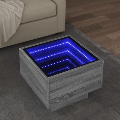 Masă laterală cu LED, sonoma gri, 40x40x30 cm, lemn prelucrat GartenMobel Dekor