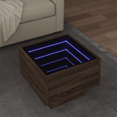 Masă laterală cu LED, stejar maro, 40x40x30 cm, lemn prelucrat GartenMobel Dekor