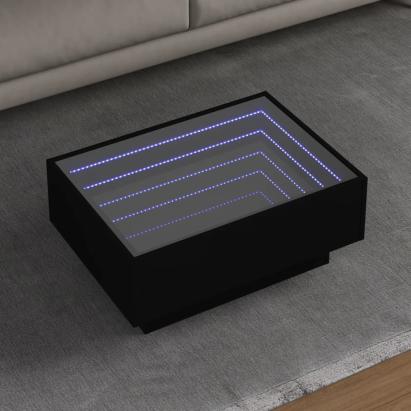 Măsuță de cafea cu LED, negru, 70x50x30 cm, lemn prelucrat GartenMobel Dekor