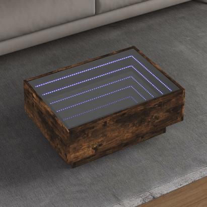 Măsuță de cafea cu LED stejar fumuriu 70x50x30cm lemn prelucrat GartenMobel Dekor