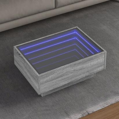 Măsuță de cafea cu LED sonoma gri 70x50x30 cm lemn prelucrat GartenMobel Dekor