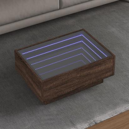 Măsuță de cafea cu LED stejar maro 70x50x30 cm lemn prelucrat GartenMobel Dekor