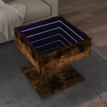 Măsuță de cafea cu LED stejar fumuriu 50x50x45cm lemn prelucrat GartenMobel Dekor