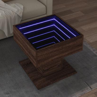 Măsuță de cafea cu LED stejar maro 50x50x45 cm lemn prelucrat GartenMobel Dekor