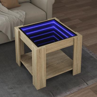 Măsuță de cafea cu LED stejar sonoma 53x53x45 cm lemn prelucrat GartenMobel Dekor